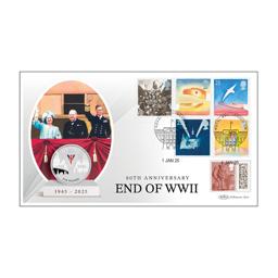 2025 80th Anniversary of VE-Day Silver Proof £5 Coin Cover